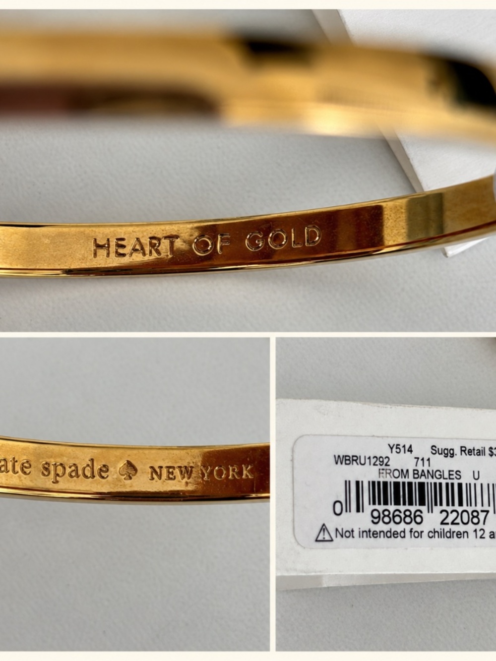 Kate Spade Heart of Gold Idiom Bangle Bracelet NWT - Picture 2 of 2